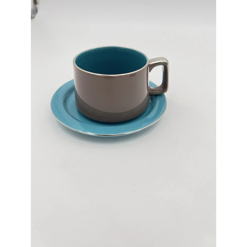 Vintage Stacking Espresso Coffee Set (Turquoise/Brown)